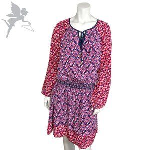 NWT JUICY COUTURE Mixed pattern silk peasant dress